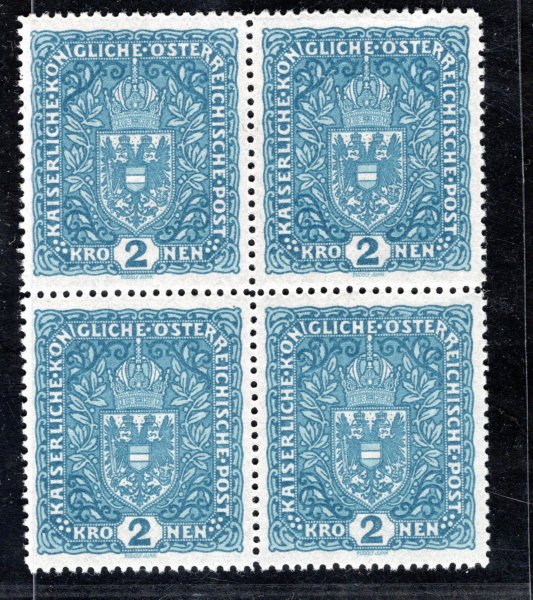 Rakousko - ANK 204 , 4 blok, znak, modrá 2 K, úzký formát
