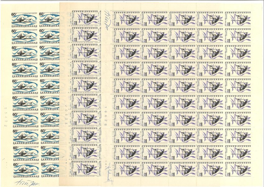 1607 - 1610 Sportovní události -  kompletní archy s podpisy a bez podpisů  rytců a daty tisku, rozšířeno o něktěré TD -  archy mohou obsahovat deskové vady v katalogu uváděné či zatím neuváděné - mimořádné 