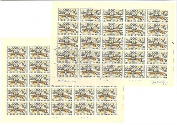 1656 - 1659 Grenobie 1968 ; kompletní archy s podpisy  a bez podpisů  rytců a daty tisku, rozšířeno o některé TD -  archy mohou obsahovat deskové vady v katalogu uváděné či zatím neuvedené - mimořádné 