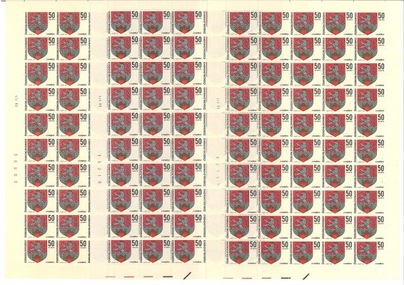 1792 - 1797 ;Znaky československých měst  kompletní archy s daty tisku, rozšířeno o některé TD -  archy mohou obsahovat deskové vady v katalogu uváděné či zatím neuvedené - mimořádné 