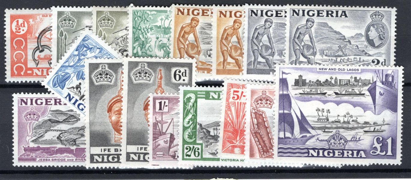 Nigérie kompletní SG 69/90, čisté a po nálepce, katalog 80+ liber 