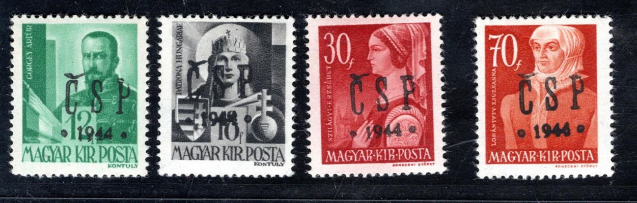 Chust , přetisk 1944 na maďarských známkách 4 ks známek s přetiskem, dobrý stav
