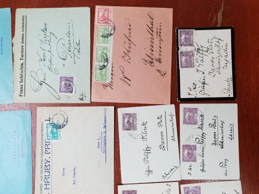 13 x dopis - frankový známkami Hradčany, všechny do ciziny ! Zajímavé