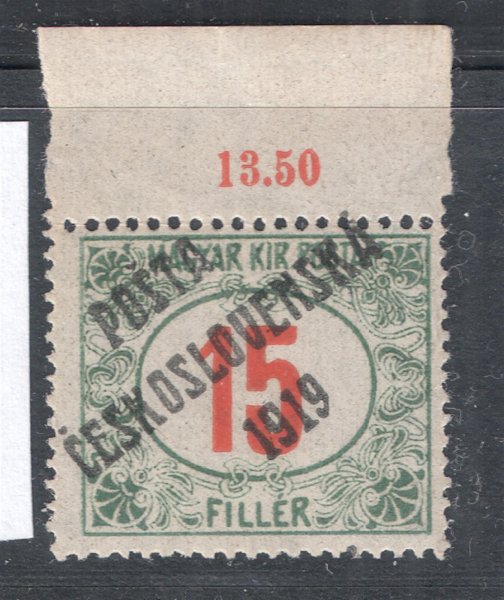 137 typ III - známka s horním okrajem - nálepka mimo známku , zk. Gilbert