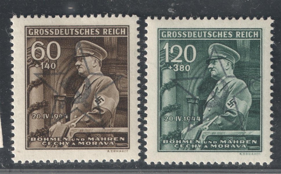 Hluboká - serie známek s motivem Adolfa Hitlera, revoluční přetisk HLUBOKÁ - pouze hvězda
