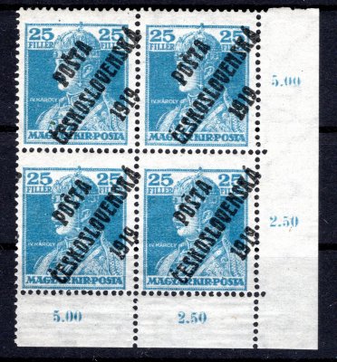 121 ; 25 f modrá ; rohový 4-blok spojené typy 