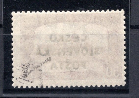 RV 159, Šrobárův přetisk, Parlament, fialová 50 f, zk. Tribuna, Mrňák