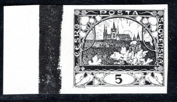 3 ZT, černotisk, papír křídový, levý krajový kus, částečně neopracovaná deska