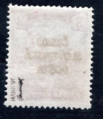 RV 138, Šrobárův přetisk, ženci, fialová 3 f, zk. Mahr, Ondráček