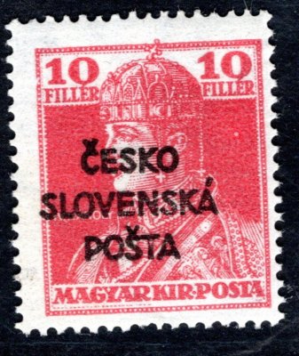 RV 146, Šrobárův přetisk, Karel, červená 10 f, zk. Mahr, Ondráček