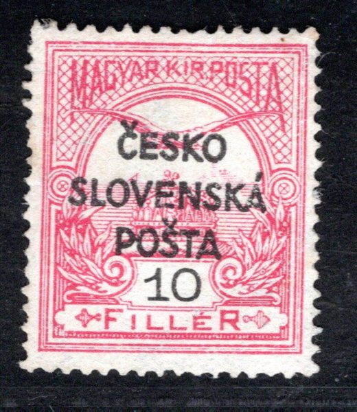 RV 10 filler , Šrobárův přetisk, nevydaná, II. náklad, Turul, červená 10 f,  zk. Mrňák