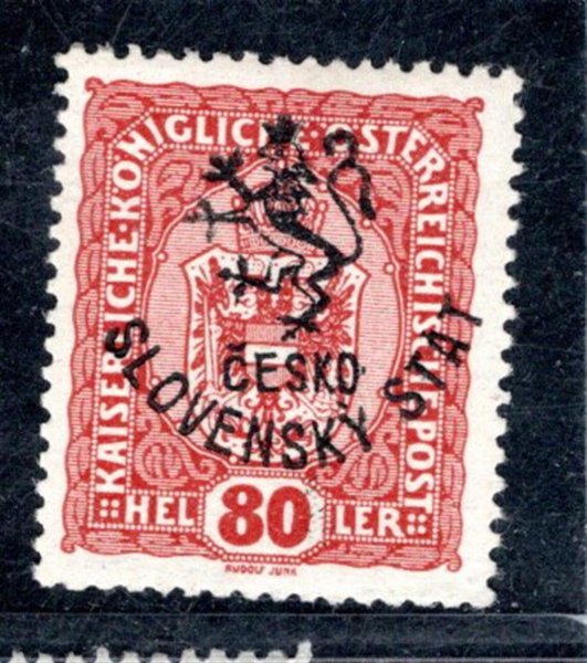 RV 55, Marešův přetisk, červenohnědá 80 h, zk. Gilbert, Vrba