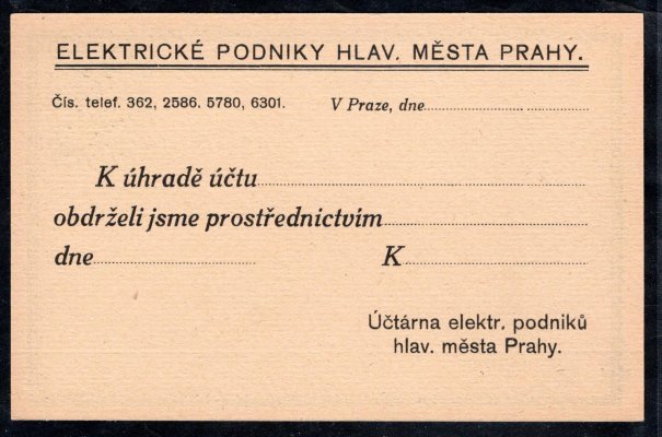 CDV 5 a, 2 ks, 1 x s přítiskem  Elektrických podniků hlavního města Prahy, zajímavé
