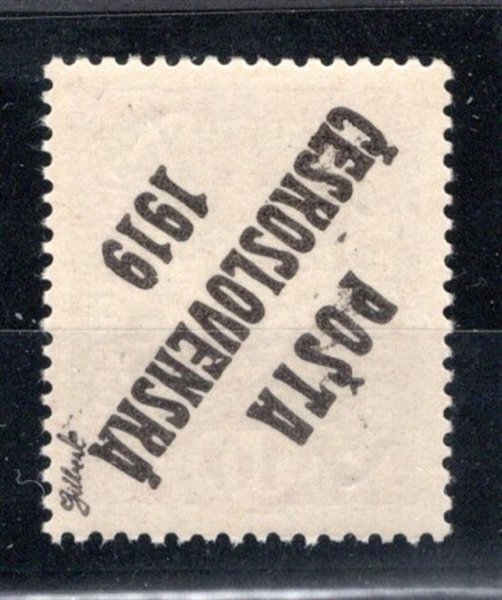 36 Pp, typ II, oboustraný tisk převrácený vzadu , koruna, fialová 10 h, zk. Gilbert, hledaná známka