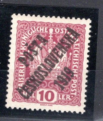 36 Pp, typ II, oboustraný tisk převrácený vzadu , koruna, fialová 10 h, zk. Gilbert, hledaná známka