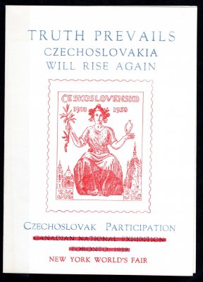 As 10a, přítisk na aršíku 342-3 Praha 38,  pro Toronto 1939, text černý, znak černý, s destičkami