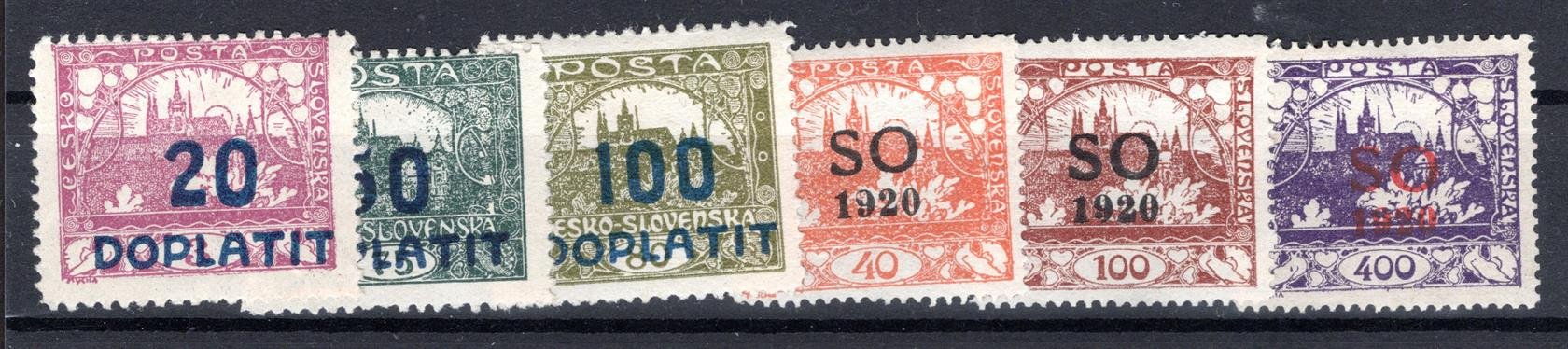 sestava doplatních známek + SO 1920 s nepřepážkovým  nebo privátním zoubkováním, DL 16,19a,24, SO 11,17,21, zajímavé
