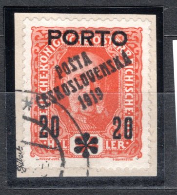 87, typ II, PORTO, 20/54 oranžová, zk. Gilbert, na výstřižku