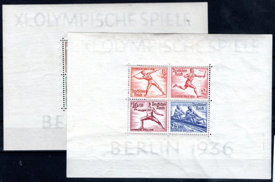 DR - Mi. Bl. 5 - 6, Olympiada Berlin 1936, nálepka na okraji mimo známky