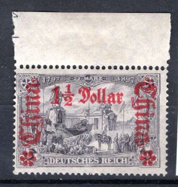 China - Mi. 46, krajová, 1/12 $ na 3 RM, nálepka na okraji mimo známku