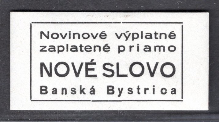 NN 1x, náhradní novinová nálepka, Bánská Bystrica, papír bílý