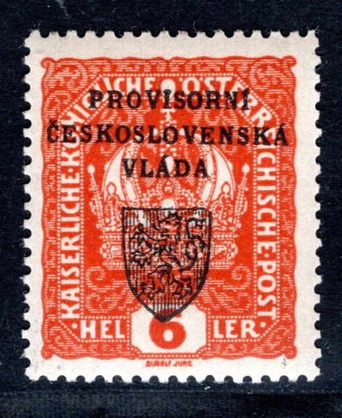 RV 3,  I. Pražský přetisk, oranžová 6 h, zk. Mrňák