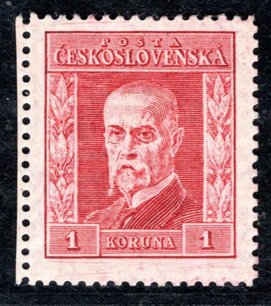 190 A, P 4, typ I, TGM, červená 1 Kč, zk. Gilbert, vynechávky lepu