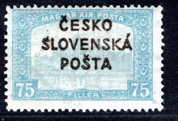 RV 160, Šrobárův přetisk, Parlament, modrá 75 f, vráska  zk. Mahr, Ondráček