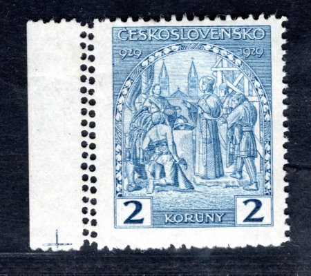 245, sv. Václav, krajová s dvojitou perforací na okraji, modrá 2 Kč