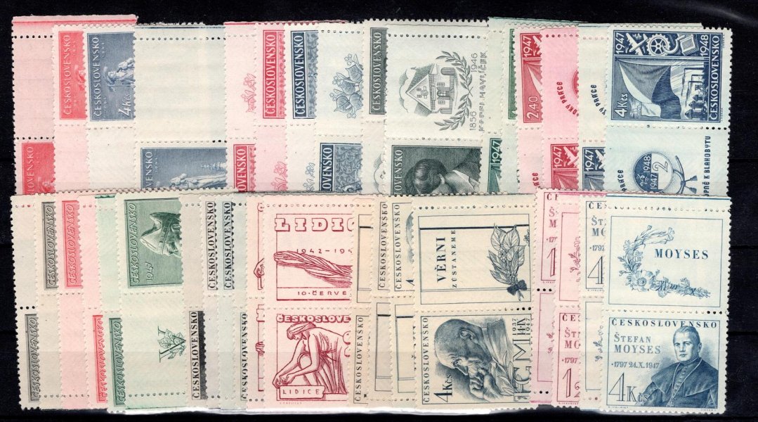 Známky s Kupóny z let 1945 - 1947, hezká sestava