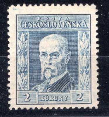 191 A, P 3, typ I, TGM, modrá 2 Kč, neznatelná stopa, zk. Gilbert - velmi dobrá kvalita 