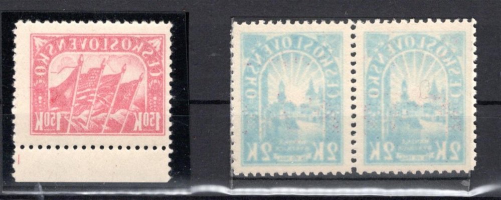 403 - 404; "obtisky" ( 1,50 falzum, 2 K pravé)