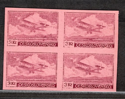 L 10 ZT, letecké, nezoubkovaný 4 blok typ II, papír růžový, fialová 3 Kč