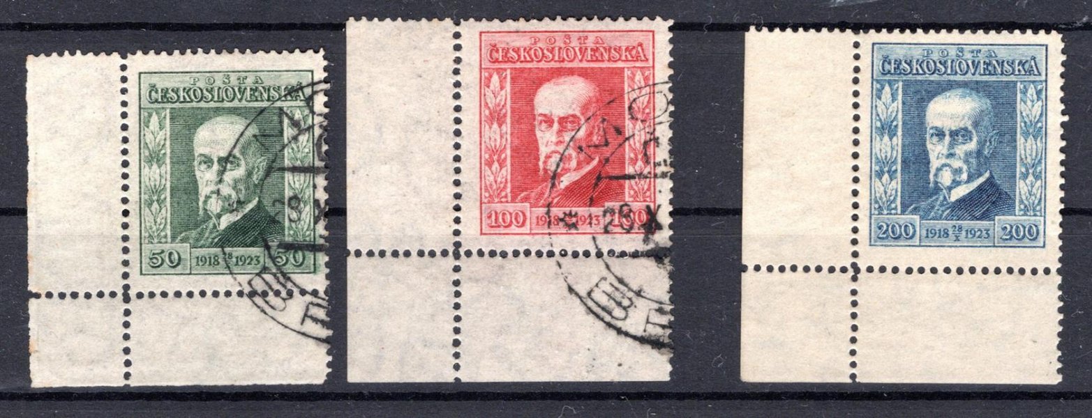 176 - 8, P 5,  Jubilejní, TGM, levé dolní rohové známky, 200 h - **