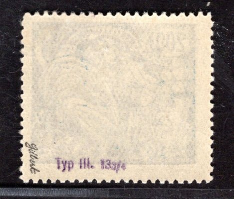 174 A, typ III, HaV,  řz 13 3/4, modrá 200 h, zk. Gilbert