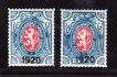 PP 6, přítisk 1920, velká a malá šavle, lvíček, modrá 1 R, zk. Gilbert, Vrba