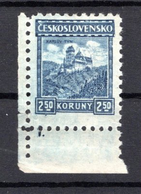 215, P 8, Karlštejn, rohová s DZ 1, modrá 2,50 Kč, zk. Vrba