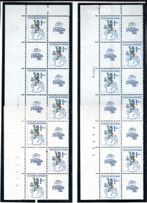 Rok 1987 - data tisku. Rohové  a krajové kusy na více skenech - zajímavé 