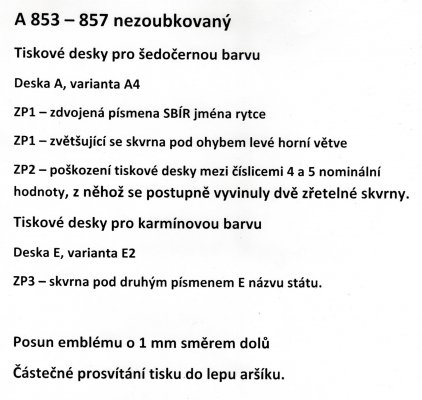 A 853 - 857  B; Praga 1955; nezoubkovaný A4/ E2