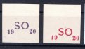 ZT, otisk přetisku pro známky TGM 1920, na lístcích papíru, v barvě modré a červené, zk, Gilbert, Karásek, Vrba