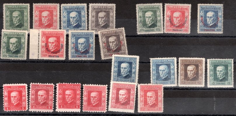 176-186, kompletní série Slet, Kongres Jubilejní + další známky T.G.Masaryk 1923 - 1926 