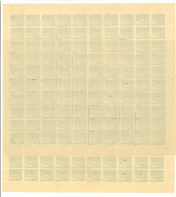 1947;  Košice-Bohumín 30h, dva kompletní 100 kusové archy (pole A a B, 21.I.72), pěkný stav, hledané