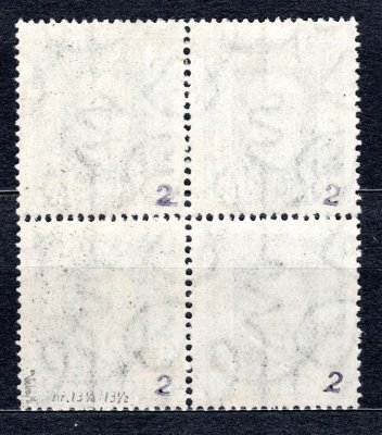 188 A, P 2, hz 13 3/4 : 13 1/2, TGM, 4 blok, neotypie, zelená 50 h, zk. Vrba