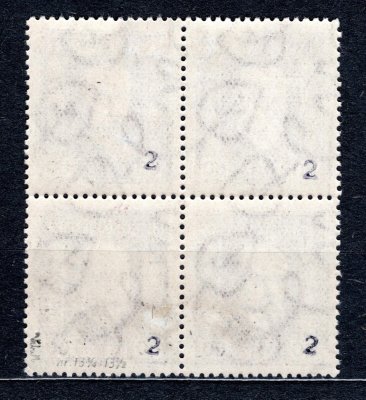 189 A, P 2, hz 13 3/4 : 13 1/2, TGM, 4 blok, neotypie, fialová 60 h , zk. Vrba