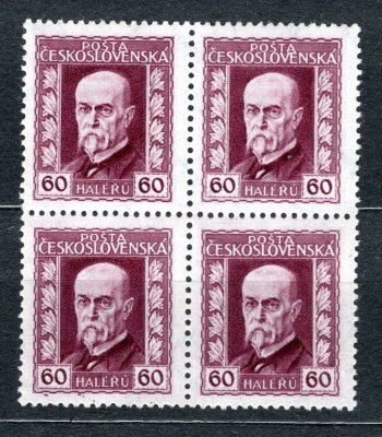 189 A, P 3, hz 13 3/4 : 13 1/2, TGM, 4 blok, neotypie, fialová 60 h , zk. Vrba