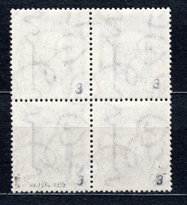 189 A, P 3, hz 13 3/4 : 13 1/2, TGM, 4 blok, neotypie, fialová 60 h , zk. Vrba