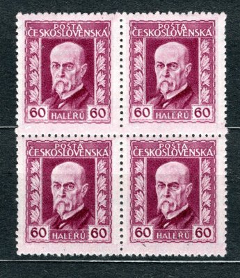 189 A, P 4, hz 13 3/4 : 13 1/2, TGM, 4 blok, neotypie, fialová 60 h , zk. Vrba