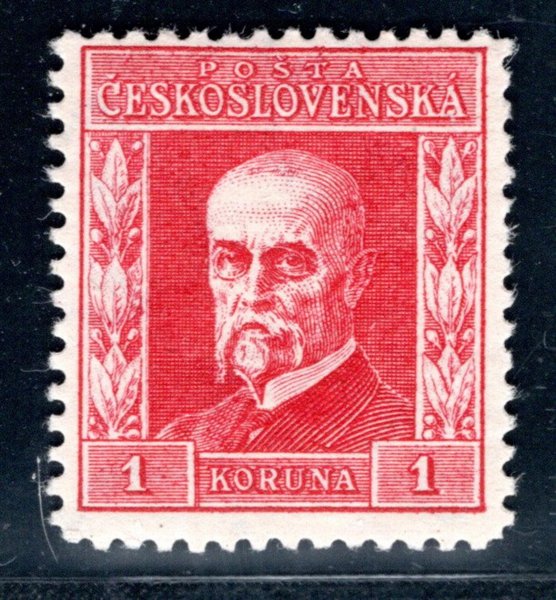 197, P7, typ III; TGM, 1 Kč červená 