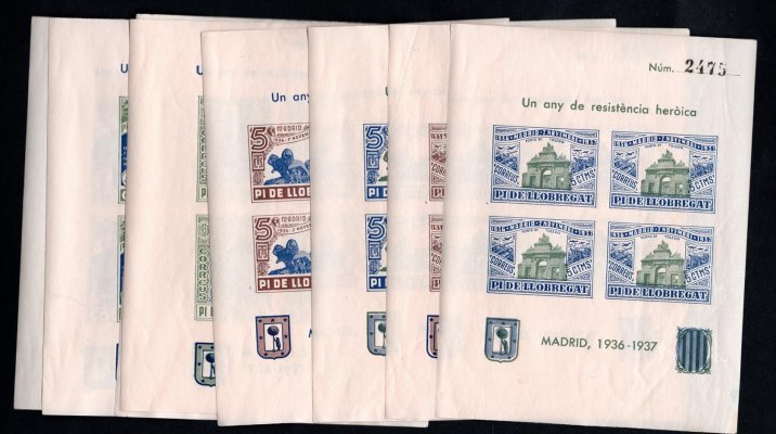 Španělsko - aršíky, privátní vydání , městká pošta, Madrid 1936, zajímavé