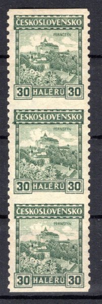 210sv 3-páska P7, katalogy oceňují jenom 2-pásky MR 5.000 Kč, pochází z ministerských darů 9-bloků (Pytlíček označuje jako RR, takto 3-páska asi R), zk. Gilbert